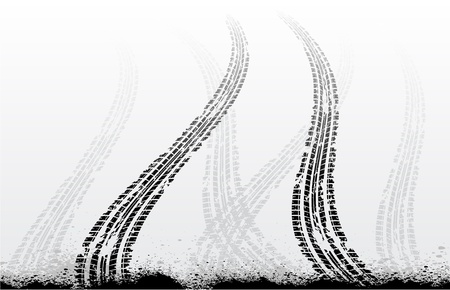 Tire tracks on whiteのイラスト素材