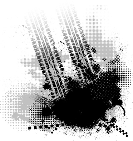 Tire track black backgroundのイラスト素材