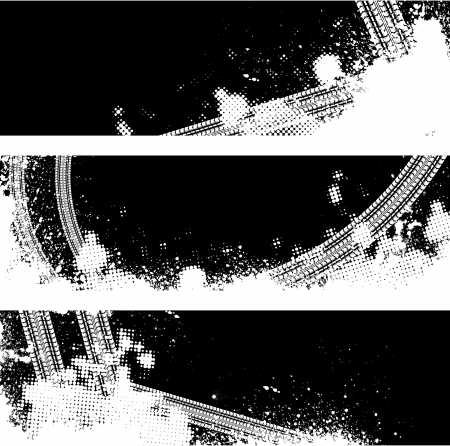 Black tire track bannersのイラスト素材