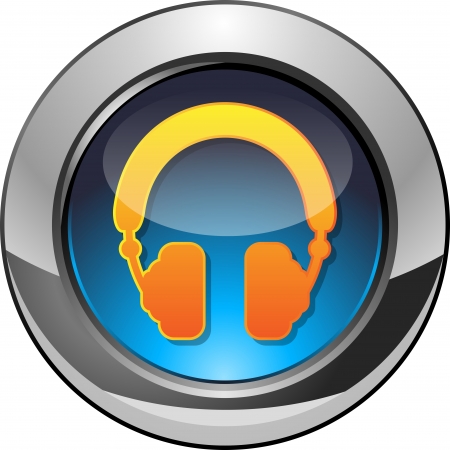 Shine headphone button isolated on white. eps10のイラスト素材