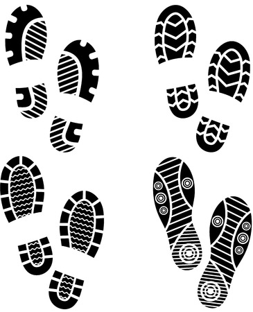 Set of four pairs of shoes print. eps10のイラスト素材