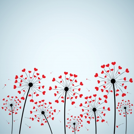 Background with dandelion and hearts. のイラスト素材