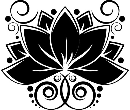 Black silhouette of lotos flower. のイラスト素材