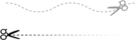 Black silhouette of scissors with dashed strokes. のイラスト素材