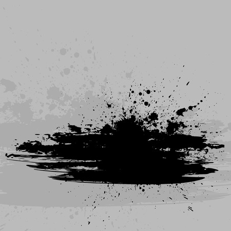 Gray background with black ink splash. のイラスト素材