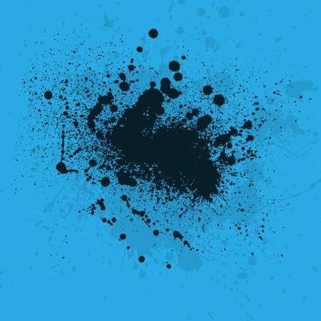 Blue background with black ink blot. のイラスト素材