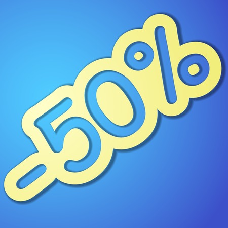 Yellow sale sign on blue background. のイラスト素材