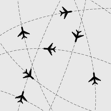 Gray background with stroke lines and airplanes. eps10のイラスト素材
