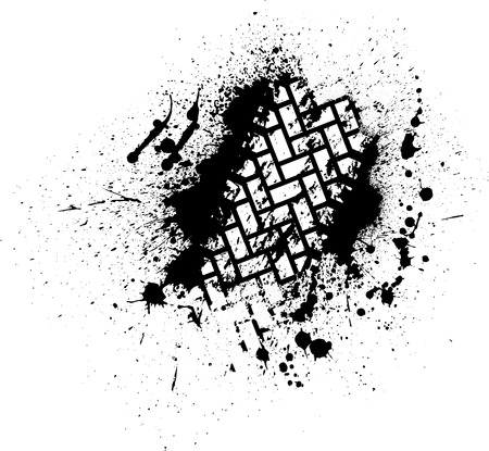 White tire track on black ink blots. eps10のイラスト素材