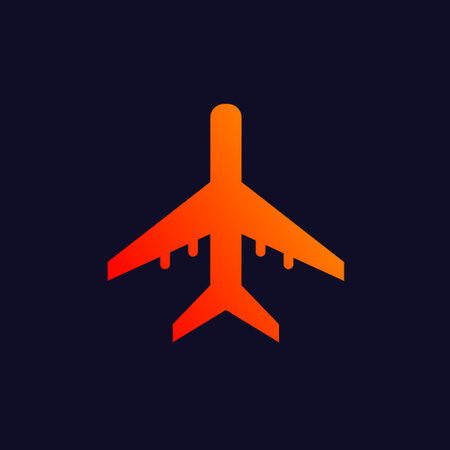 Orange airplane symbol on blue background. eps10のイラスト素材