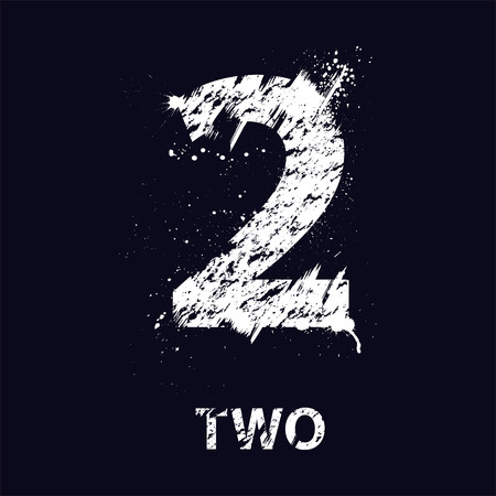 White grunge number two with ink blots.のイラスト素材