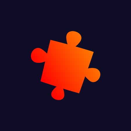 Orange puzzle symbol isolated on blue background. eps10のイラスト素材
