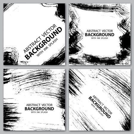 Set of four grunge black and white backgrounds. eps10のイラスト素材