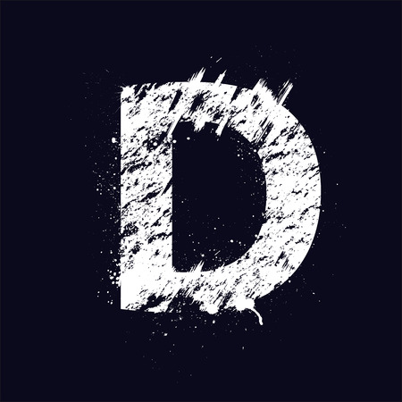 White grunge letter D isolated on dark background. eps10のイラスト素材