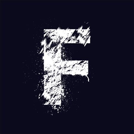White grunge letter F isolated on dark background. eps10のイラスト素材