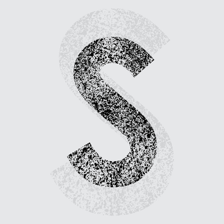 Black grunge letter S on gray background. eps10のイラスト素材