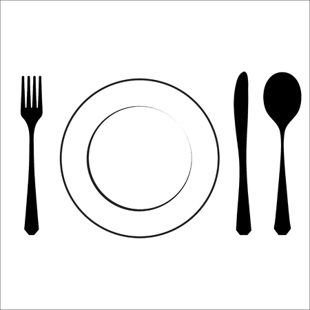 Cutlery black symbol isolated on white. eps10のイラスト素材
