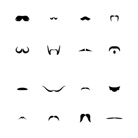Set of black mustaches silhouettes on white. eps10のイラスト素材