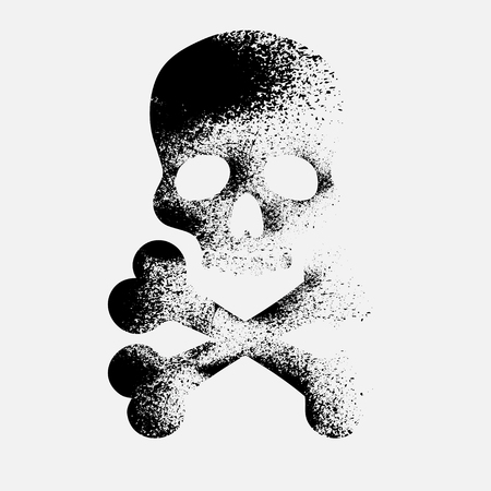 Silhouette of skull with black ink blots. eps10のイラスト素材