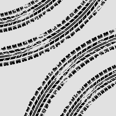 Gray background with black tire track prind. eps10のイラスト素材