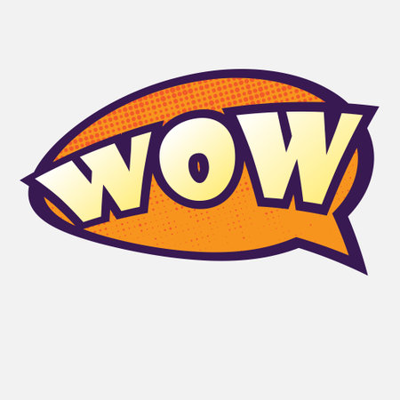 Orange speech bubble with wow text. eps10のイラスト素材