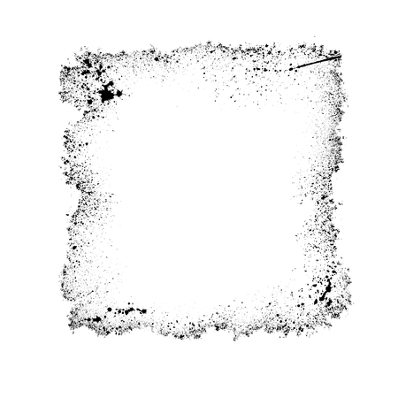 Black ink blots in square frame silhouette. eps10のイラスト素材