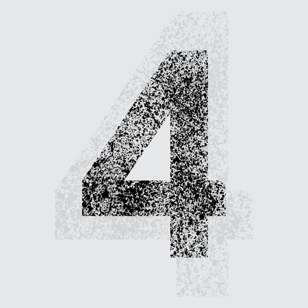 Black grunge number 4 on gray background. eps10のイラスト素材