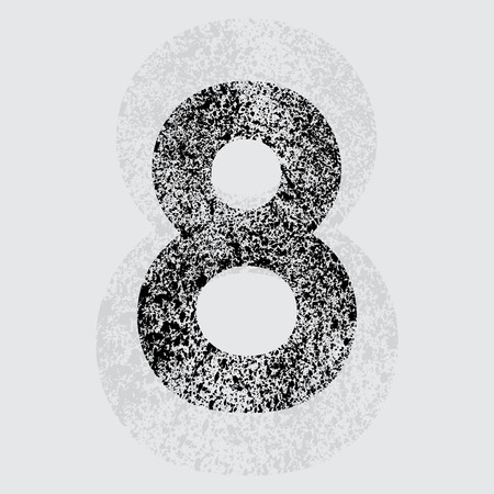 Black grunge number 8 on gray background. eps10のイラスト素材