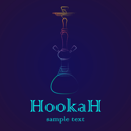 Big hookah silhouette with color gradient on dark backgroundのイラスト素材