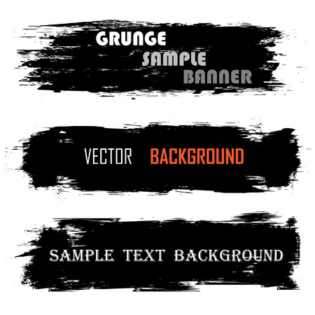 Set of three black grunge banners with sample text.のイラスト素材