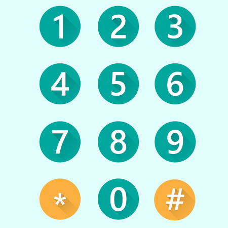 Set of white flat numbers with shadows.のイラスト素材