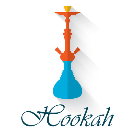 Big hookah silhouette with shadow and text.のイラスト素材
