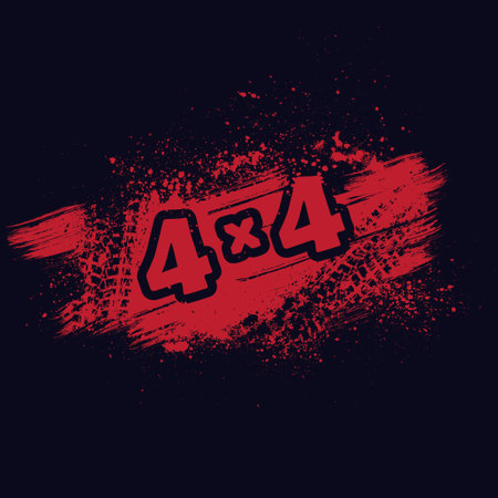 Red background with tire track and grunge splash. eps10
