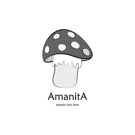 Gray amanita isolateb on white background with textのイラスト素材