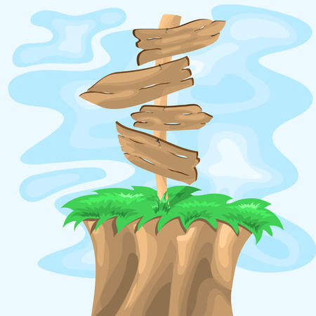 Four road pointers with blue sky backgroundのイラスト素材