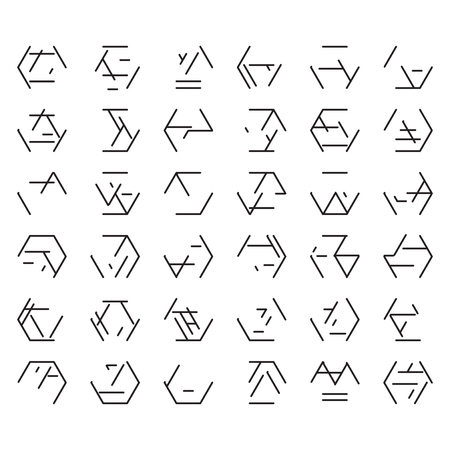 Futuristic alien black font isolated on whiteのイラスト素材