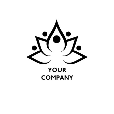 Black lotus silhouette with text isolated on white backgroundのイラスト素材