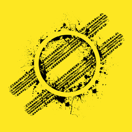 Grunge circle and tire trackのイラスト素材