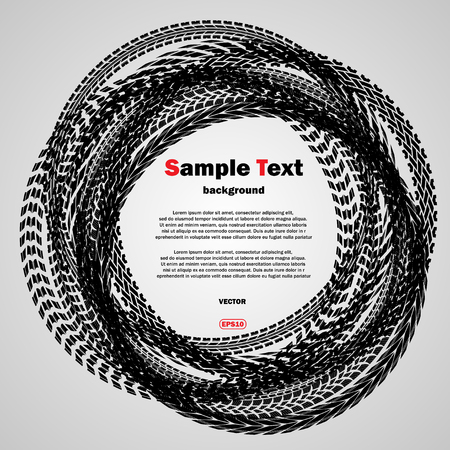 Different black tire tracks silhouettes in circle shapeのイラスト素材