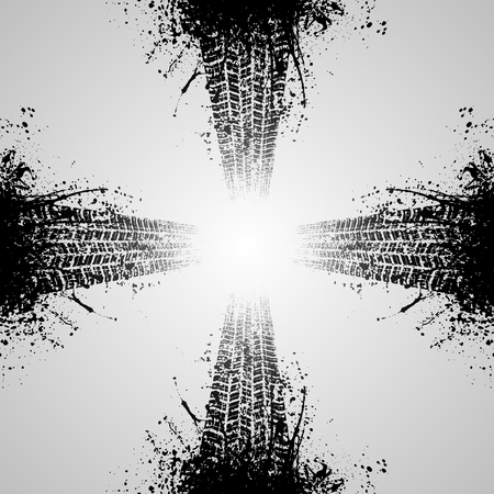 Tire track with ink blotsのイラスト素材