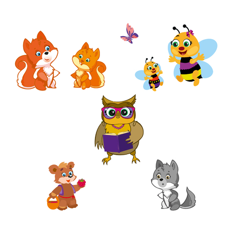 Animals isolated on white illustration.のイラスト素材