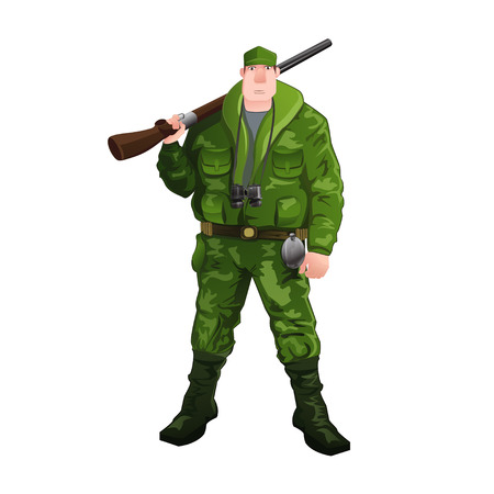 Man hunter staying with rifle.のイラスト素材