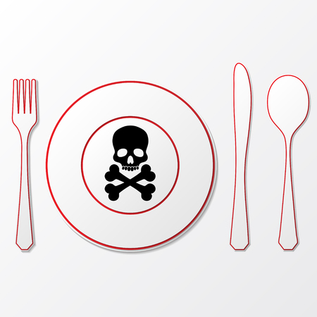 Cutlery with skull on plain background.のイラスト素材