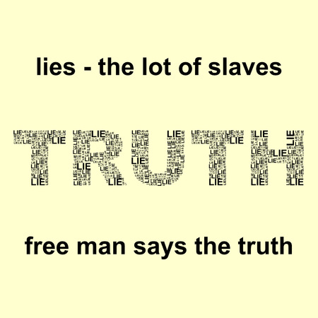 Yellow background with black lie and truth wordsのイラスト素材