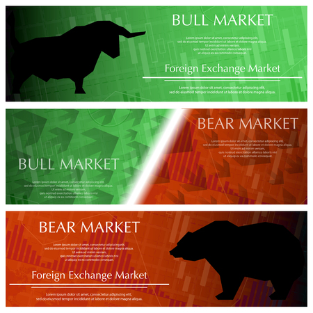 Three market banners illustration on white background.のイラスト素材