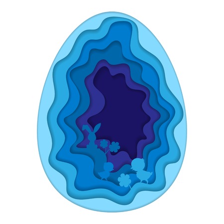 Easter blue egg paper backgroundのイラスト素材
