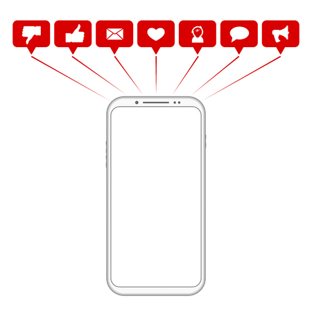 Mobile phone with social media symbols concept vector illustrationのイラスト素材