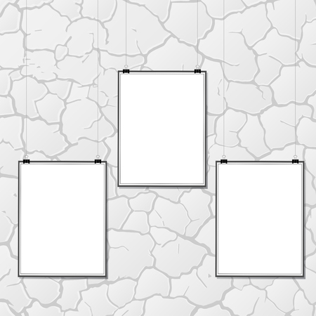 White cracked background with placardsのイラスト素材