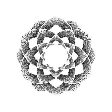 Dots black circle mandala vector illustration.のイラスト素材