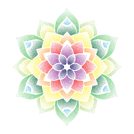 Colorful dots flower mandalaのイラスト素材